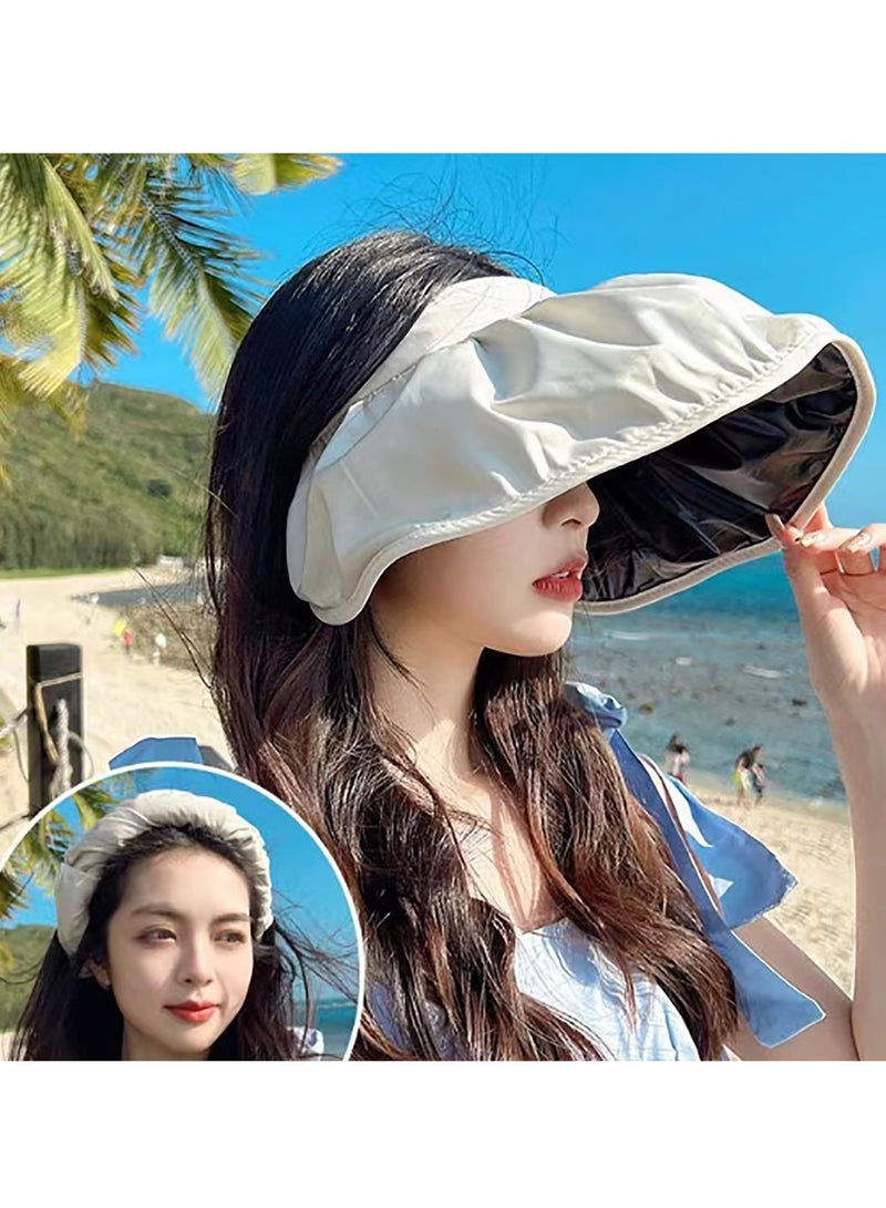 Sun Hat, Sun Hats for Women, Women's Solar Hat UPF50+ Ultraviolet Sun Sunscreen Sun Hat, Adjustable Size Covered Face Empty-Top Sun Hat Outdoor Activities, Beige - Image 2