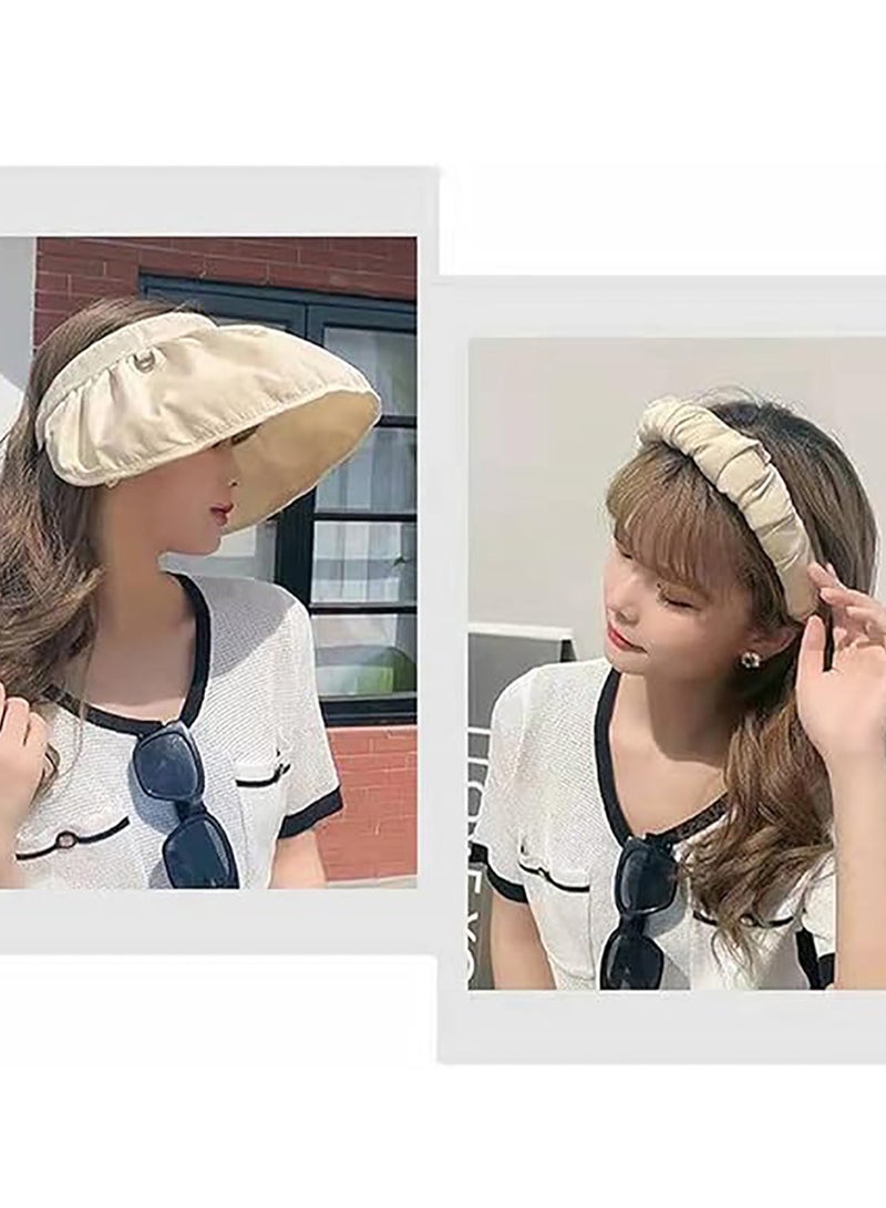 Sun Hat, Sun Hats for Women, Women's Solar Hat UPF50+ Ultraviolet Sun Sunscreen Sun Hat, Adjustable Size Covered Face Empty-Top Sun Hat Outdoor Activities, Beige - Image 3