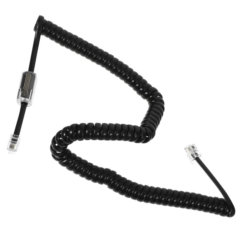 Anti Tangle Coiled Telephone Cord Rotating Detangler Set Black 4P4C RJ9 RJ10 RJ22 Compatible - Image 2