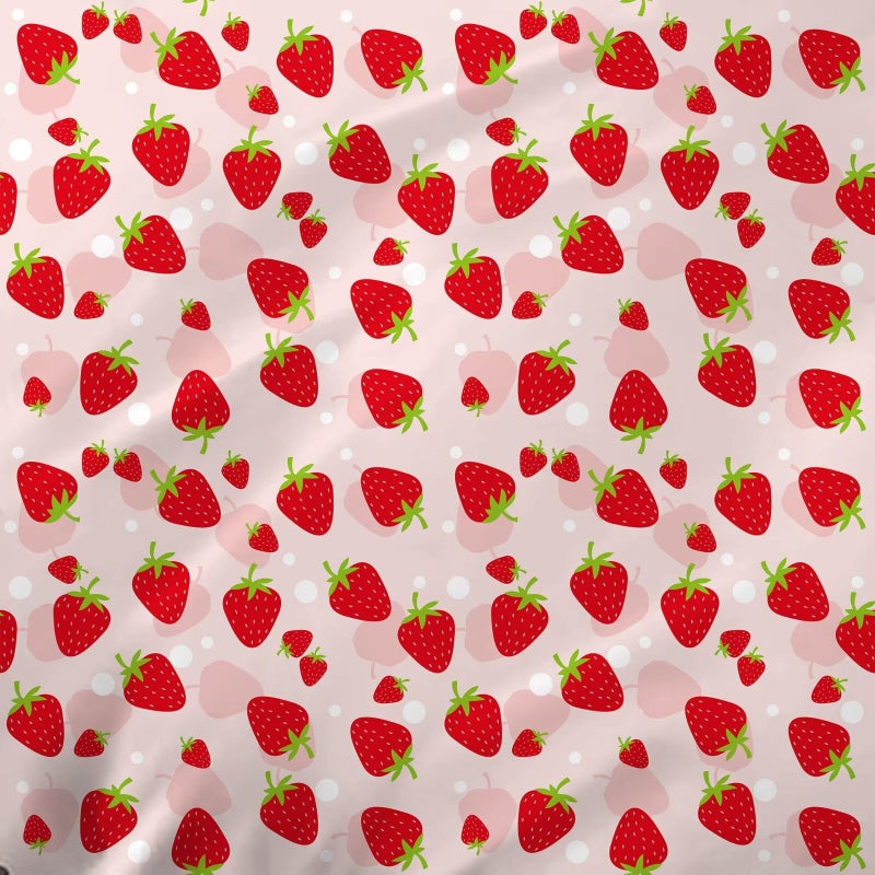 FUYEUN Pink Strawberry Sheet Set: Cute Strawberry Bedding Set Full/Queen Size for Women Girls Kids Teens Summer Fruits Bedroom Bed - 1 Flat Sheet, 1 Fitted Sheet, 2 Pillowcases - Image 3
