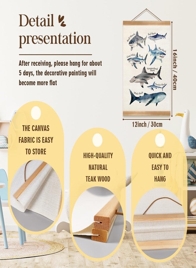 ZTGDA Sharks and Whales Posters, Sea Animals Shark Posters Wall Art, Educational Poster for Kid Classroom Decorations Home Nursery Playroom,Kids Room Decor Set of 2 - Image 2