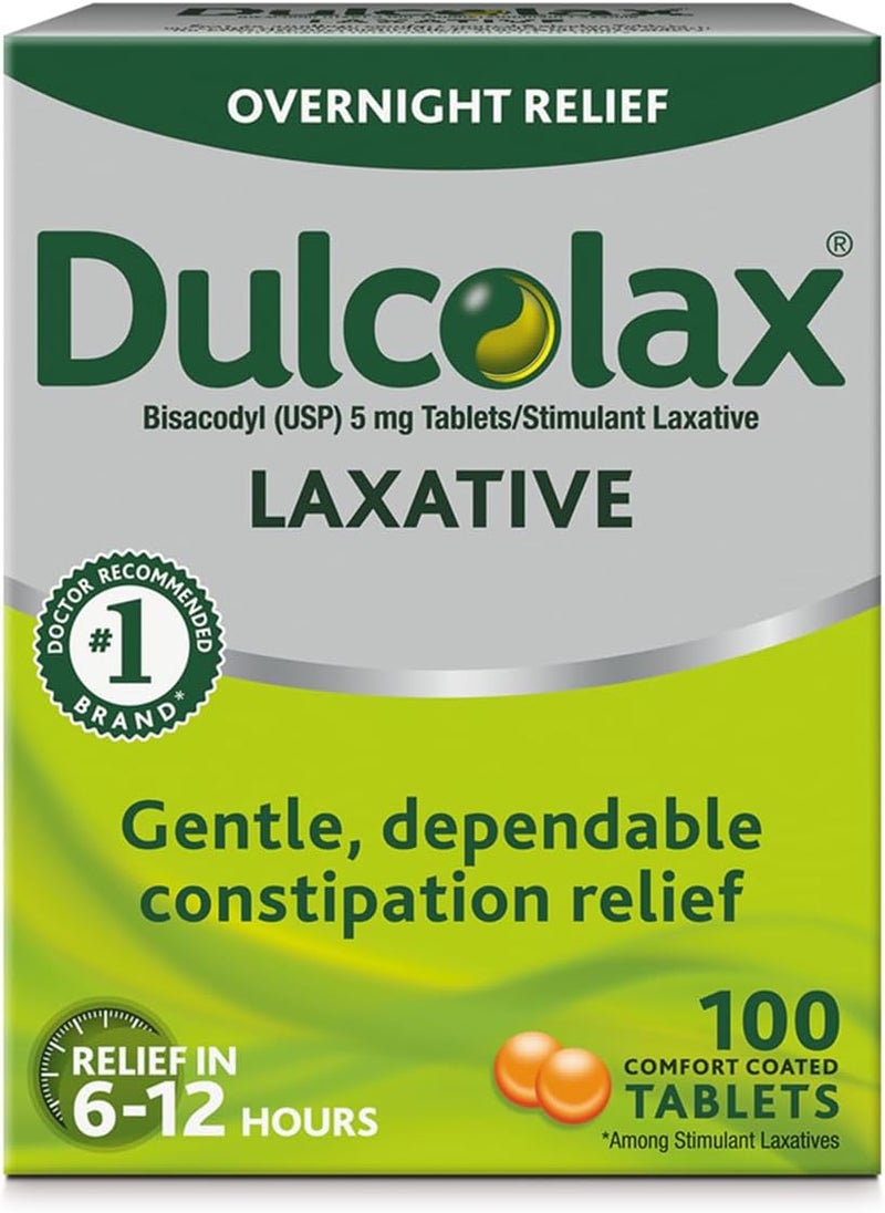 Dulcolax Stimulant Laxative Tablets 100 Count Gentle Overnight Constipation Relief Bisacodyl 5mg  Stool Softener Laxative Liquid Gel Capsules 100ct for Gentle Relief Docusate Sodium 100mg - Image 2