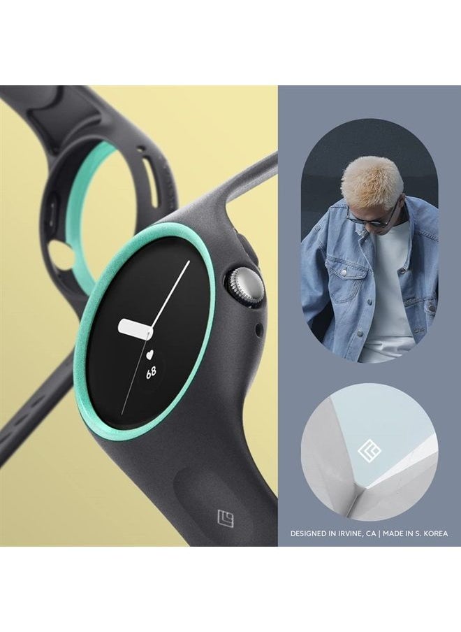 Nano Pop [Band with Case] Designed for Google Pixel Watch Case for Pixel Watch Band (2022) - Prune Charcoal