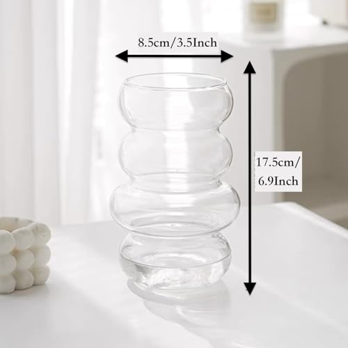 BLOFLO STU BLOFLO Transparent Glass Hydroponic Flower Vase, 7-Inch Clear Glass Vase, Four-Layer Geometric Glass Vase for Home Décor, Modern Bubble Glass Vase for Home Office Wedding Table Decoration (Clear) - Image 4
