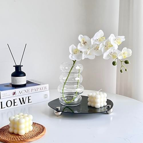 BLOFLO STU BLOFLO Transparent Glass Hydroponic Flower Vase, 7-Inch Clear Glass Vase, Four-Layer Geometric Glass Vase for Home Décor, Modern Bubble Glass Vase for Home Office Wedding Table Decoration (Clear) - Image 3