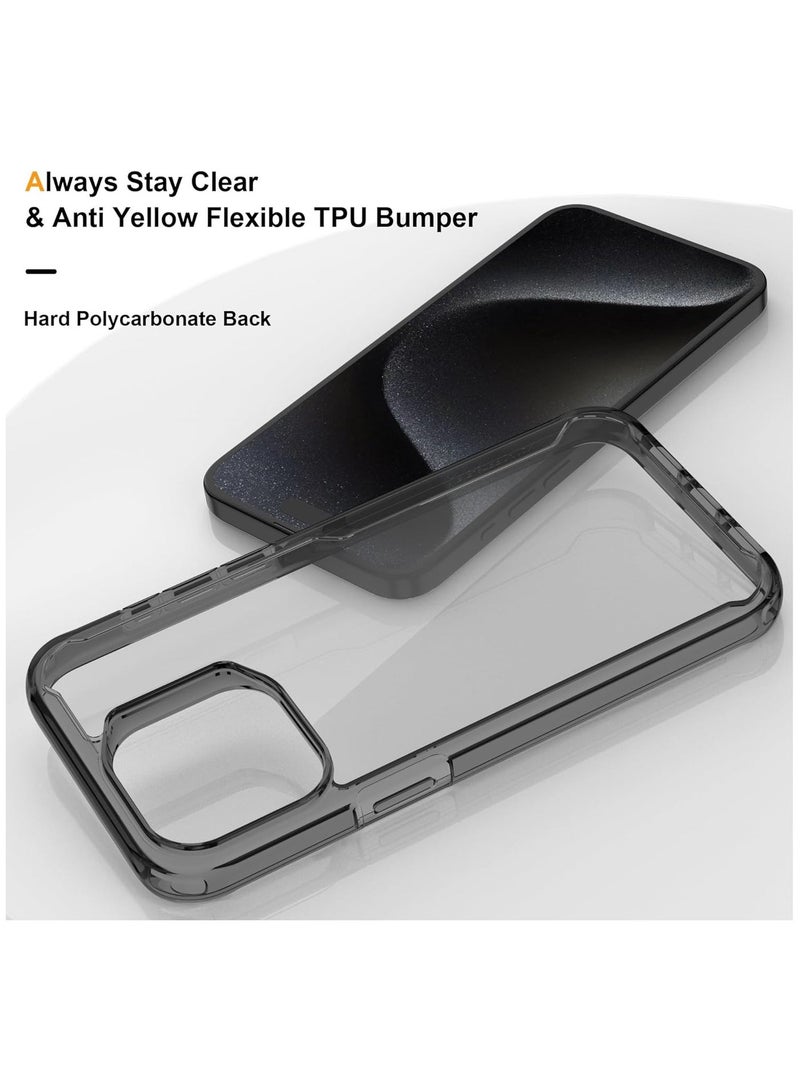راكسوم جراب حماية لهاتف آيفون 15 برو ماكس مع [2 واقي شاشة + 1 واقي عدسة كاميرا]، مقاوم للصدمات، مصنوع من البولي كربونات الصلب، بظهر شفاف وإطار أسود مرن من السيليكون، جراب حماية لهاتف آيفون 15 برو ماكس - Image 4