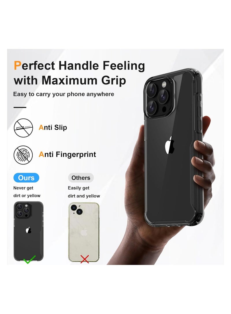 راكسوم جراب حماية لهاتف آيفون 15 برو ماكس مع [2 واقي شاشة + 1 واقي عدسة كاميرا]، مقاوم للصدمات، مصنوع من البولي كربونات الصلب، بظهر شفاف وإطار أسود مرن من السيليكون، جراب حماية لهاتف آيفون 15 برو ماكس - Image 5