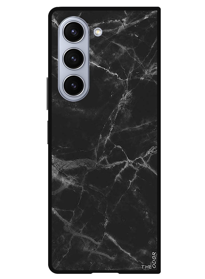 Theodor Protective Case Anti Scratch Shock Proof Bumper Cover For Samsung Galaxy Z Fold 6 Black Marble - Image 1