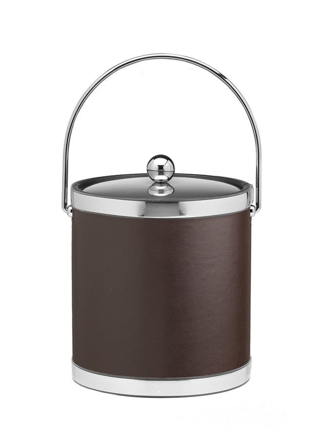 Kraftware Leatherette ice Bucket, 3 Qt, Brown with Polished Chrome - Image 2