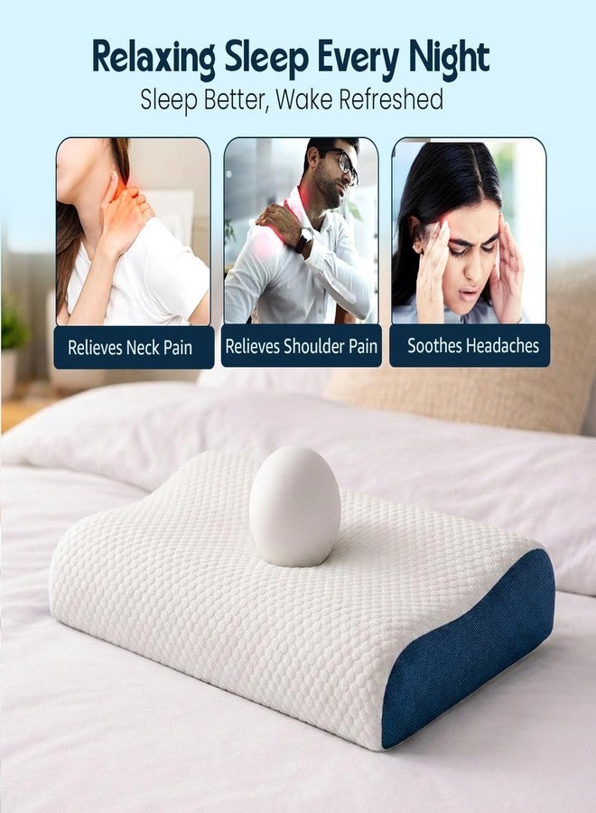 Hoopy Memory Foam Contour Pillow for Neck & Cervical Pain Relief | Ergonomic Neck Pillow for Back, Side & Stomach Sleepers | Washable Cotton Cover, Breathable Airflow Design - White, 30 x 50 x 10 CM - Image 5