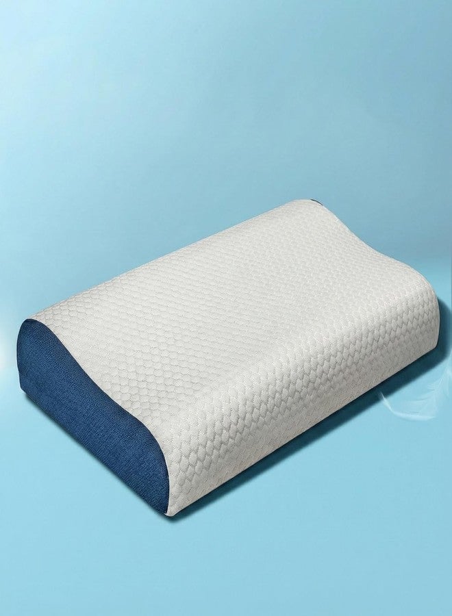 Hoopy Memory Foam Contour Pillow for Neck & Cervical Pain Relief | Ergonomic Neck Pillow for Back, Side & Stomach Sleepers | Washable Cotton Cover, Breathable Airflow Design - White, 30 x 50 x 10 CM - Image 1