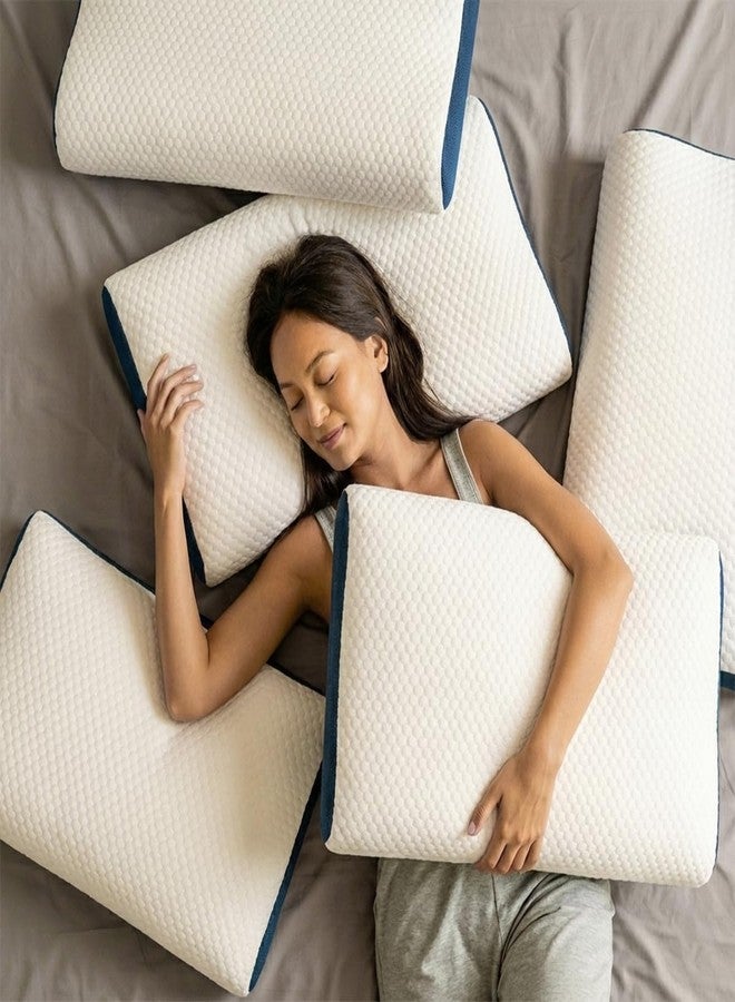 Hoopy Memory Foam Contour Pillow for Neck & Cervical Pain Relief | Ergonomic Neck Pillow for Back, Side & Stomach Sleepers | Washable Cotton Cover, Breathable Airflow Design - White, 30 x 50 x 10 CM - Image 4