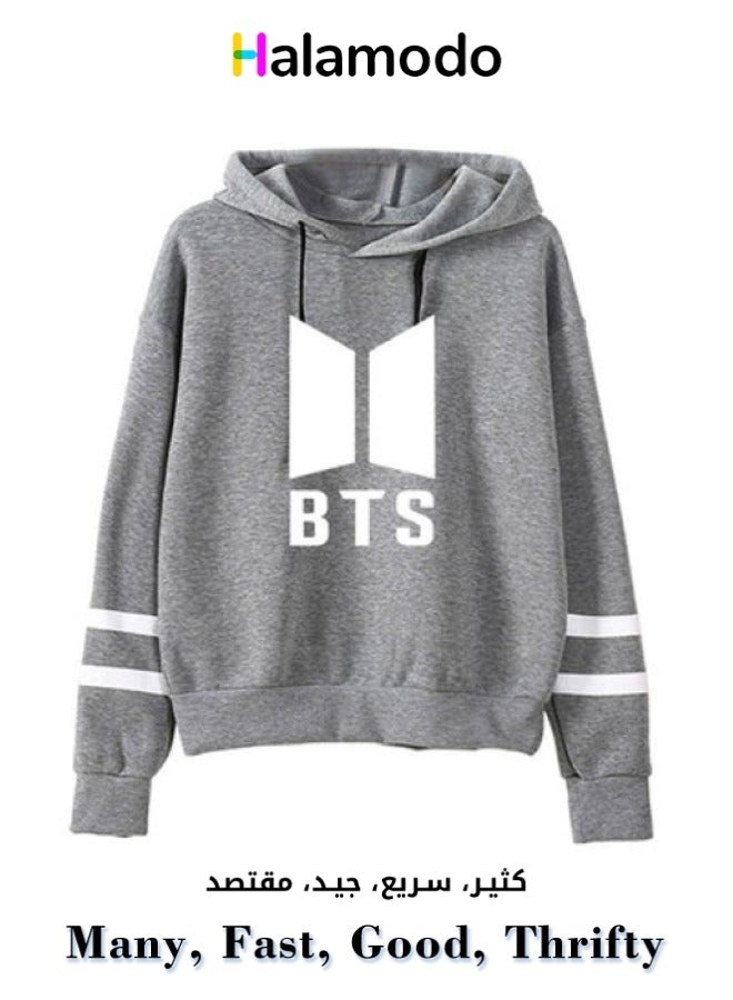Grey Men's Long Sleeve Sweatshirt Sports Hoodie