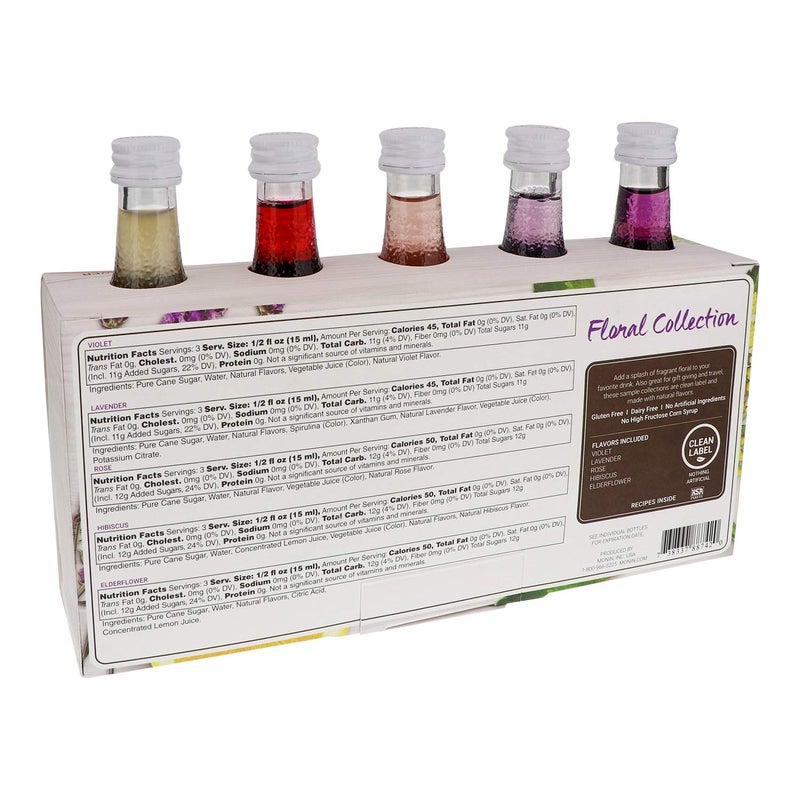 Monin - Gourmet Flavorings Floral Collection, Great for Cocktails, Lemonades, Teas, & Sodas, Gluten-Free, Dairy-Free, (Violet, Lavender, Rose, Hibiscus, & Elderflower) | 50 ml Per Bottle - Image 2