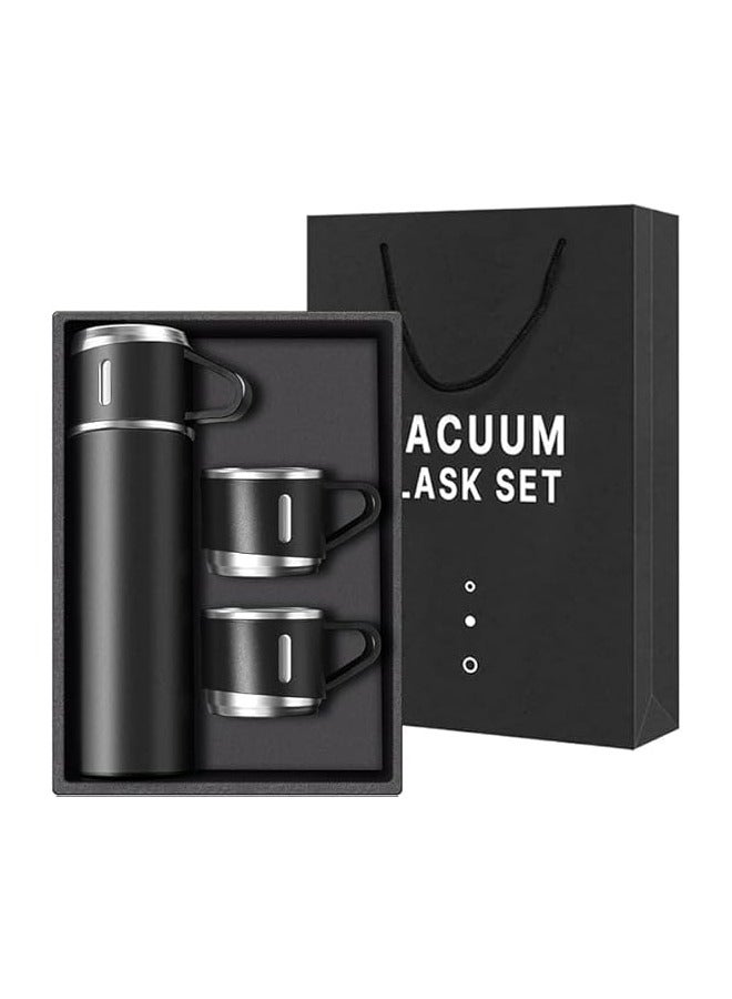 Modern Travel Flask Set – 3 Pieces (Thermos + 2 Cups) – Stainless Steel Insulated Bottle – Keeps Drinks Hot or Cold – Ideal for Travel, Camping & Daily Use  - Image 1