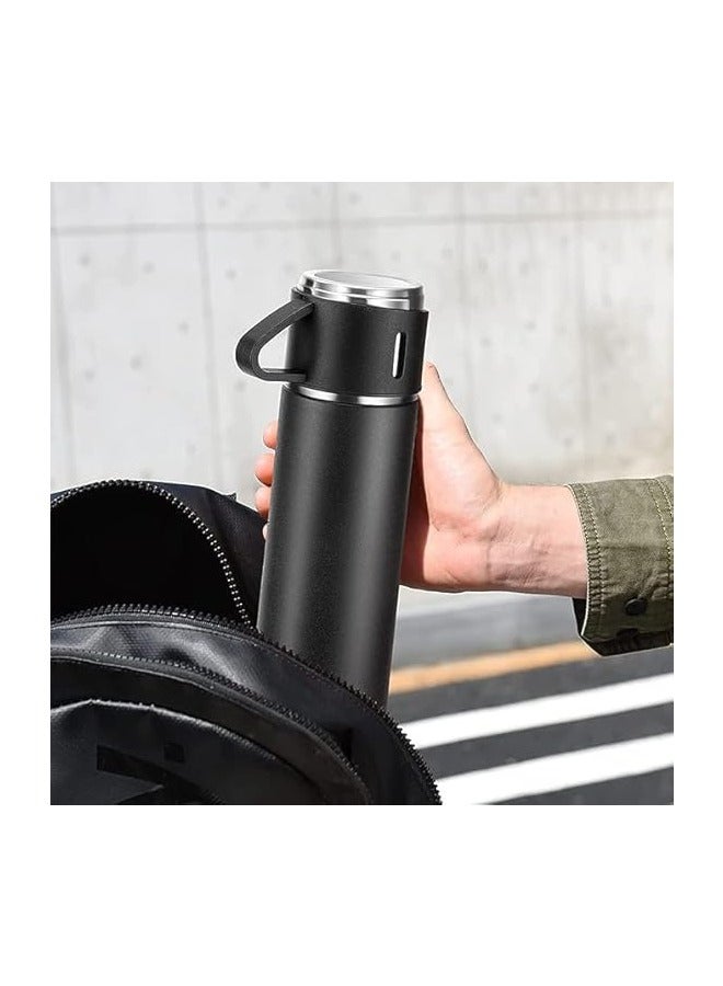 Modern Travel Flask Set – 3 Pieces (Thermos + 2 Cups) – Stainless Steel Insulated Bottle – Keeps Drinks Hot or Cold – Ideal for Travel, Camping & Daily Use  - Image 2