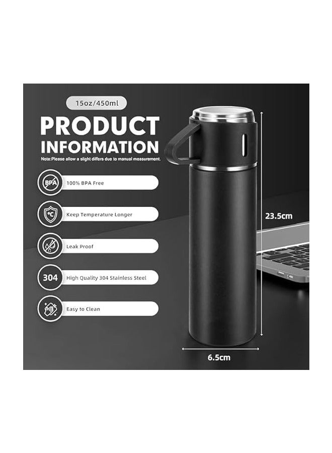 Modern Travel Flask Set – 3 Pieces (Thermos + 2 Cups) – Stainless Steel Insulated Bottle – Keeps Drinks Hot or Cold – Ideal for Travel, Camping & Daily Use  - Image 3