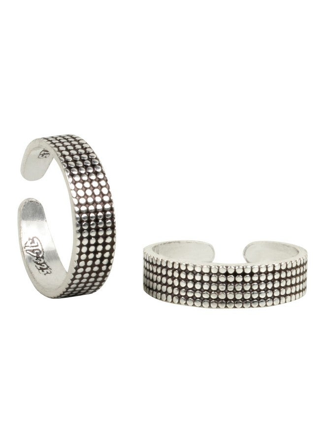 Silver Chest 925 Silver Toe Rings for women stylish silver bands for Girls Sterling Silver Plain Oxidised rings with 3D Dots Design - Image 1