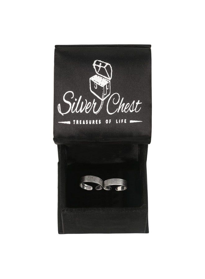 Silver Chest 925 Silver Toe Rings for women stylish silver bands for Girls Sterling Silver Plain Oxidised rings with 3D Dots Design - Image 5