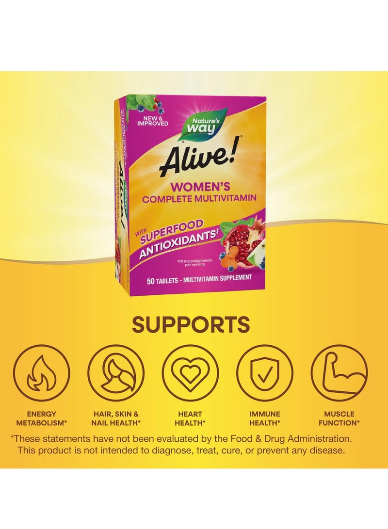 Alive Women's Complete Multivitamin with Super Antioxidants 50 Tablets - Image 2