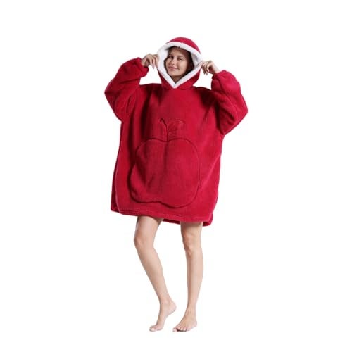 GoodtoU Wearable Blanket Hoodie Oversized Hooded Blanket for Warm Cozy Christmas Birthday Gifts Women for Adults Fluffy Plush Blanket Sweatshirt for Mom Wine Red - Image 1