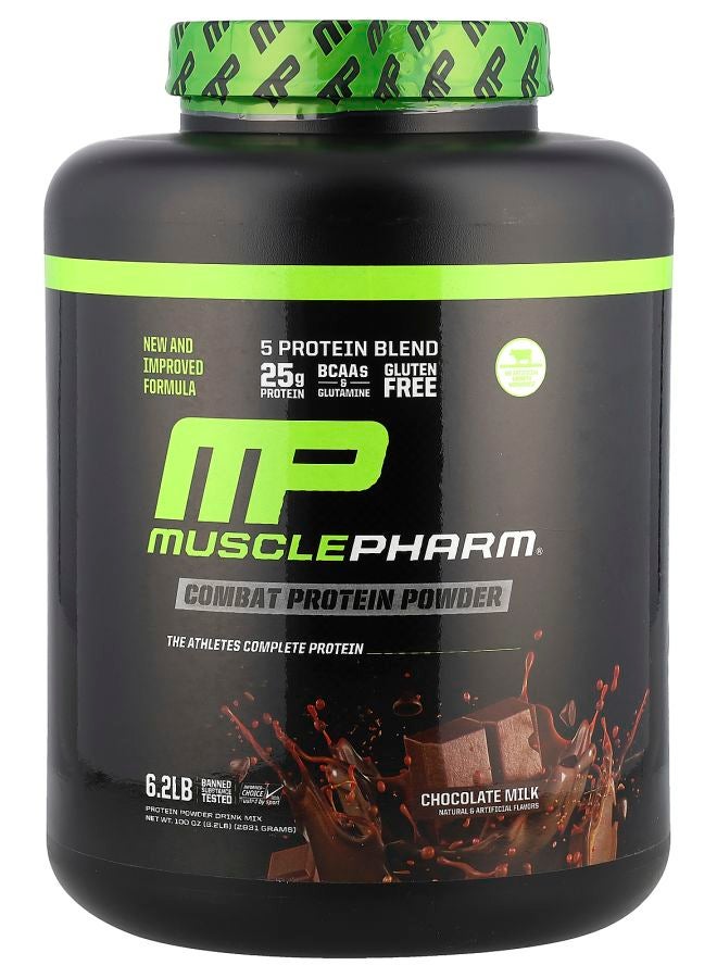 MusclePharm Combat Protein Powder Chocolate Milk 6.2 lb (2831 g) - Image 1