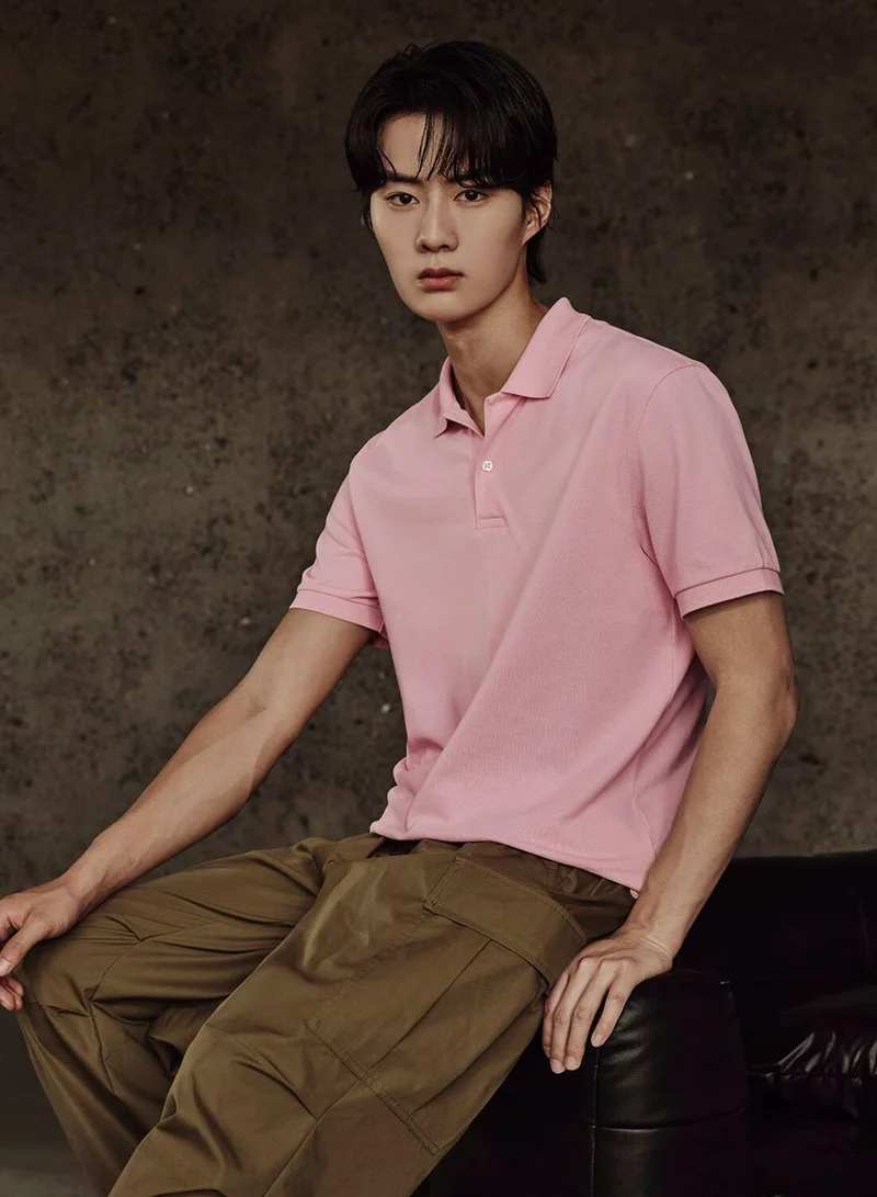 جيوردانو قميص بولو رجالي قطن بيكيه بأكمام قصيرة من مجموعة كوريا