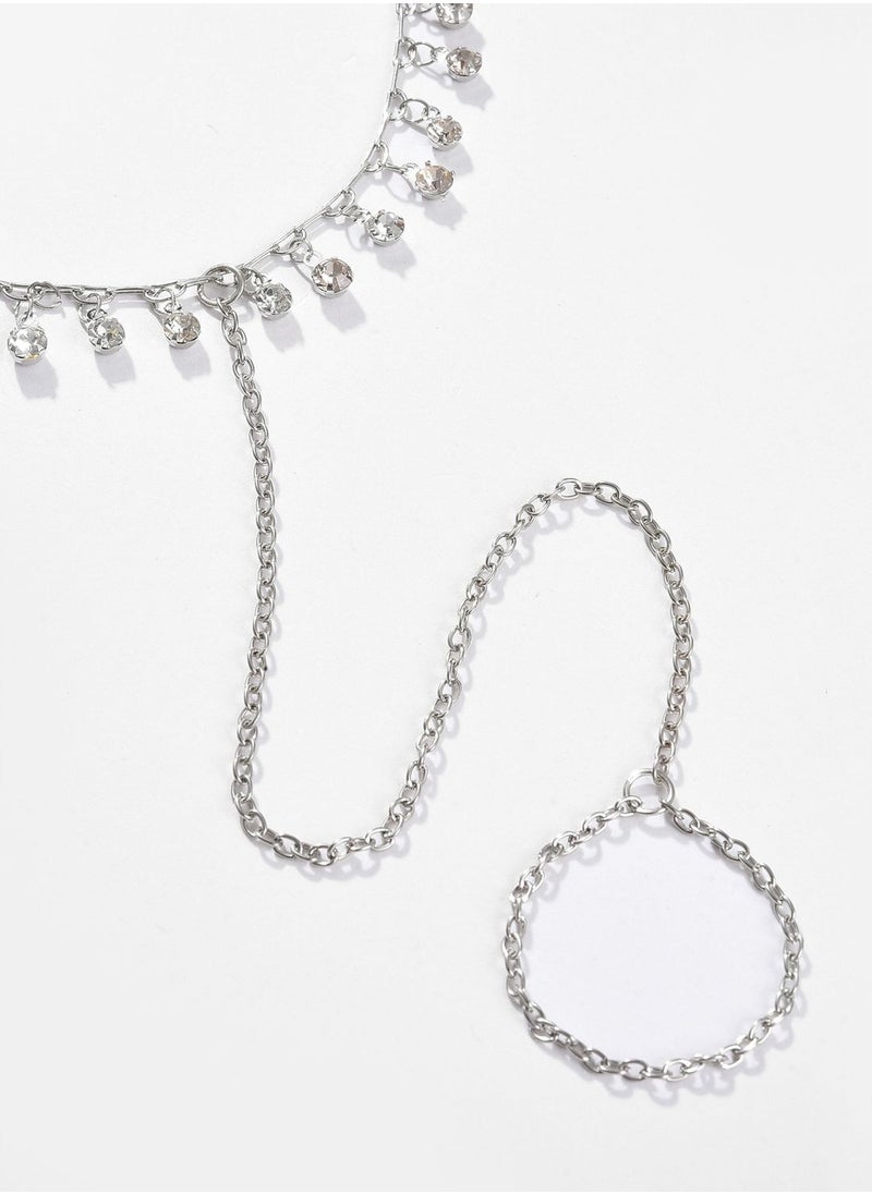 SOHI Silver Plated Designer Stone Anklet  - Image 4