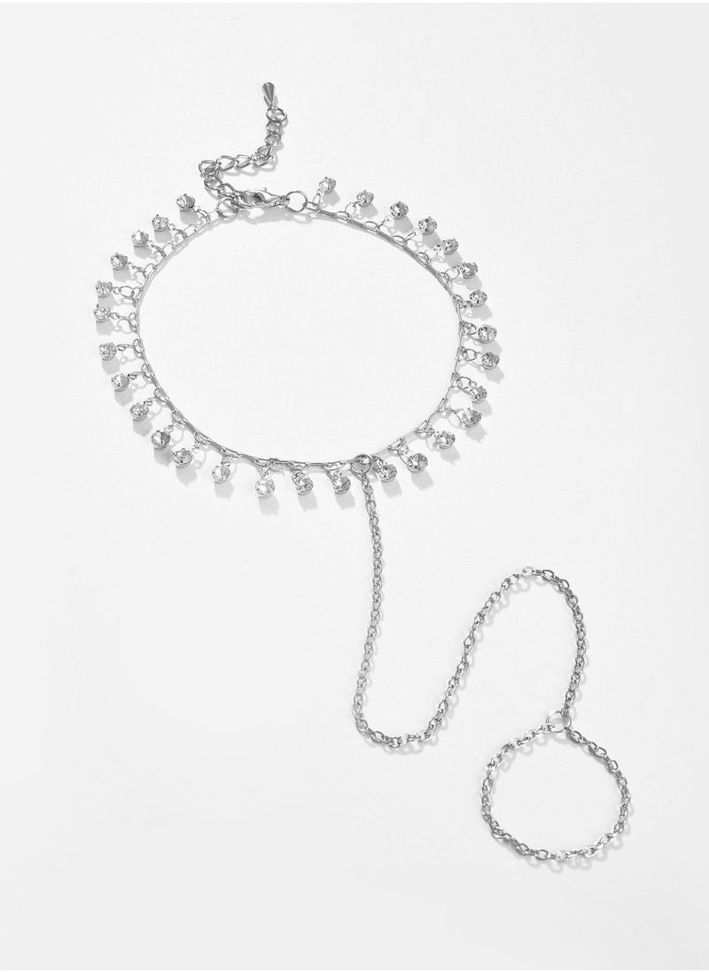 SOHI Silver Plated Designer Stone Anklet  - Image 3