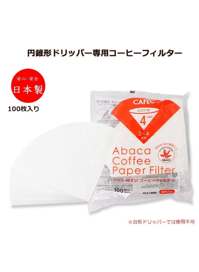 CAFEC 100-Pack Cone-shaped V60 02 Style Universal 1 to 4 Cup Disposable Pour-Over Drip Coffee Paper Filter made of Eco-Friendly Refined Virgin Pulp for Better Tasting Brewing Pour Over Dripper (White) - Image 2