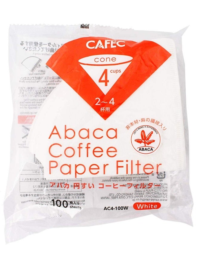 CAFEC 100-Pack Cone-shaped V60 02 Style Universal 1 to 4 Cup Disposable Pour-Over Drip Coffee Paper Filter made of Eco-Friendly Refined Virgin Pulp for Better Tasting Brewing Pour Over Dripper (White) - Image 1