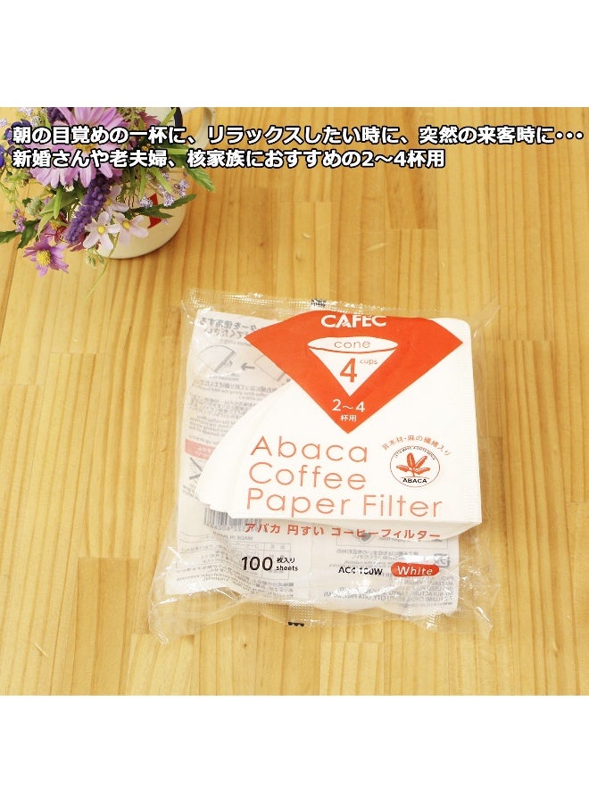 CAFEC 100-Pack Cone-shaped V60 02 Style Universal 1 to 4 Cup Disposable Pour-Over Drip Coffee Paper Filter made of Eco-Friendly Refined Virgin Pulp for Better Tasting Brewing Pour Over Dripper (White) - Image 3