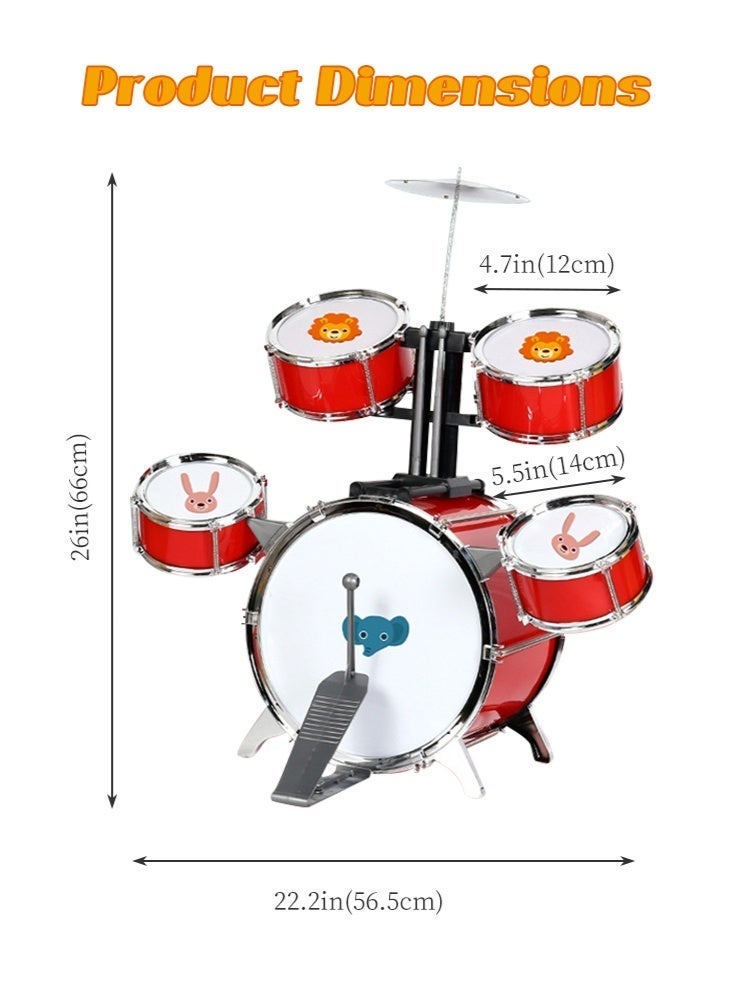Solerconm Kids Drum Set with Stool & Drumsticks, Toddler Musical Toy with Lights & Sound, Educational Drum Kit for Boys & Girls Ages 2–5, Birthday Gift - Image 4
