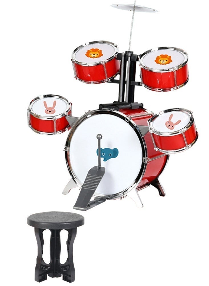 Solerconm Kids Drum Set with Stool & Drumsticks, Toddler Musical Toy with Lights & Sound, Educational Drum Kit for Boys & Girls Ages 2–5, Birthday Gift - Image 1