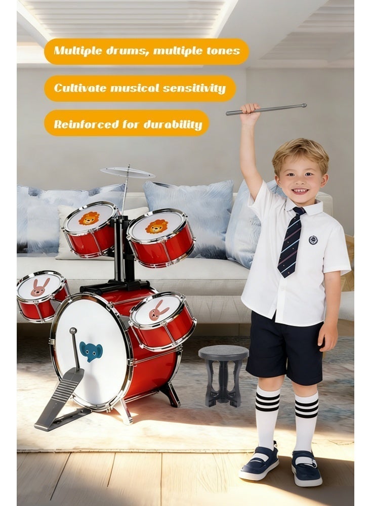 Solerconm Kids Drum Set with Stool & Drumsticks, Toddler Musical Toy with Lights & Sound, Educational Drum Kit for Boys & Girls Ages 2–5, Birthday Gift - Image 2