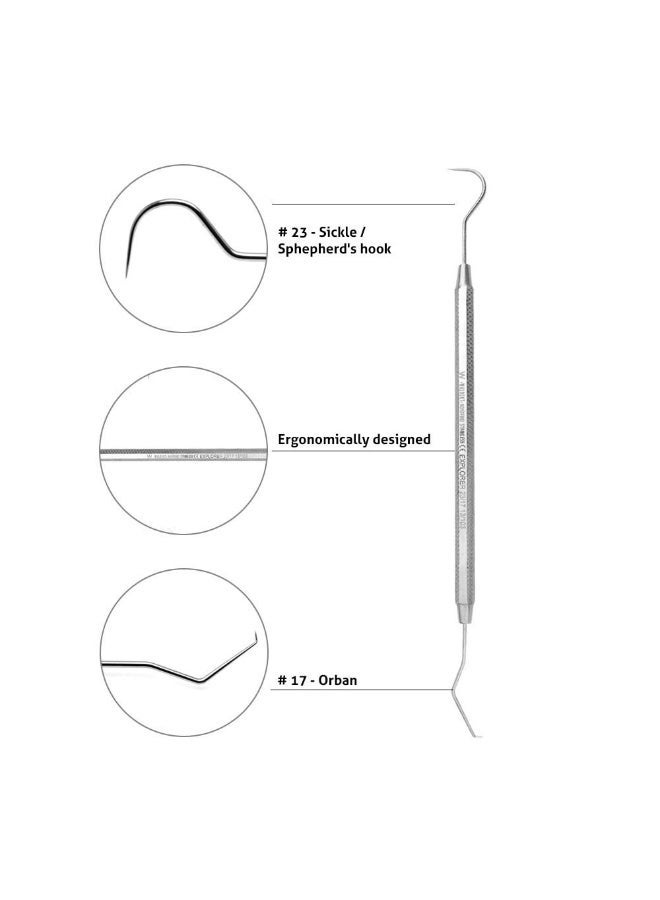 Chabeia 3 Pcs Dental Teeth Scraper Tool Kit | Double Ended Diagnostic Set | Mouth Mirror + Explorer + London College Tweezer | Stainless Steel | Autoclavable | Ergonomic Grip | Dental Diagnostic Tools（Sliver） - Image 5