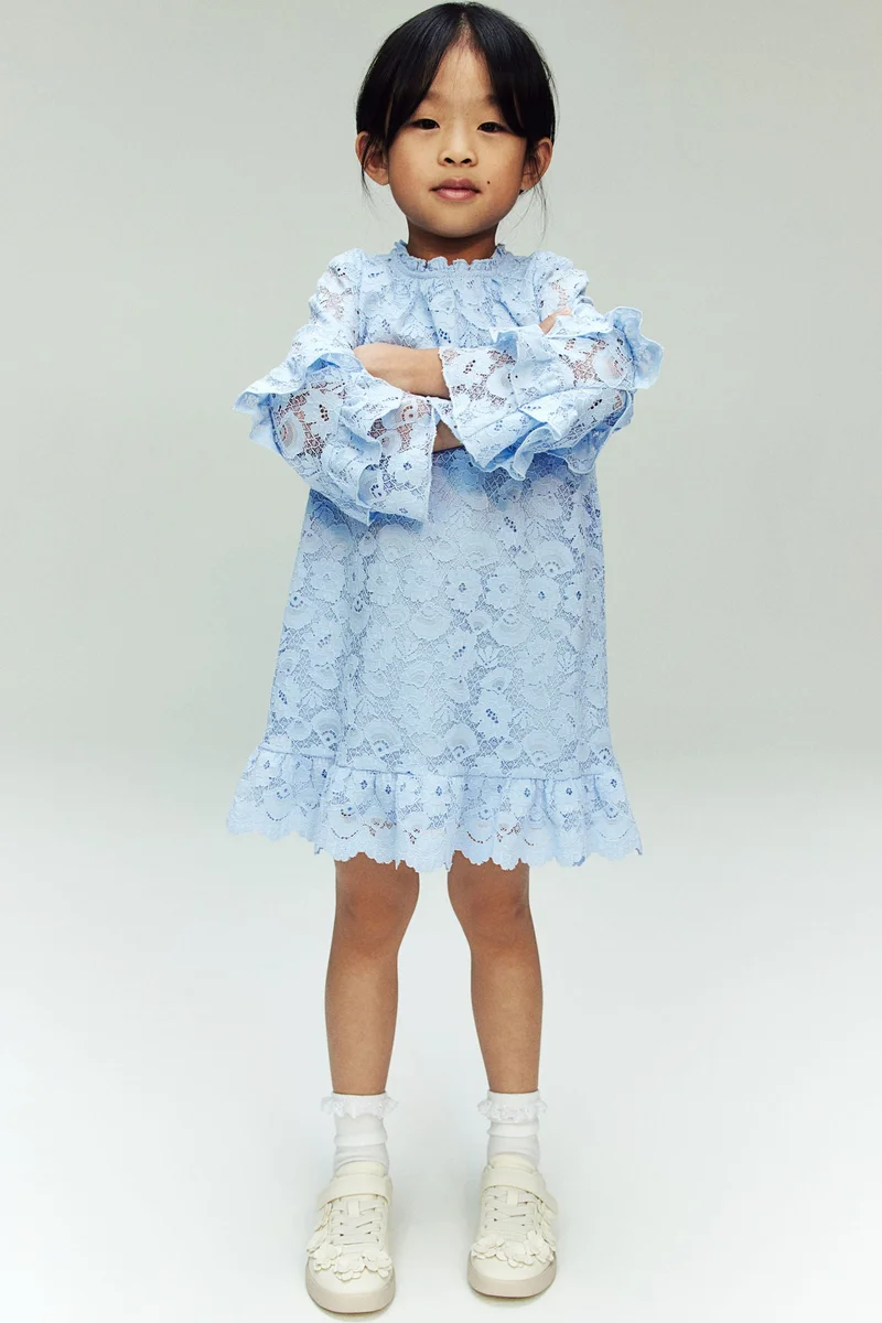 H&M Frill-trimmed lace dress