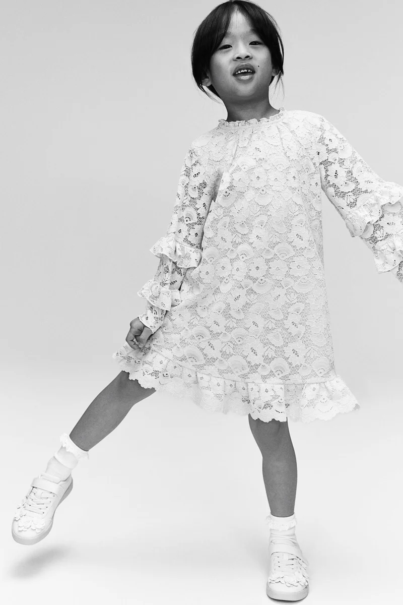 H&M Frill-trimmed lace dress