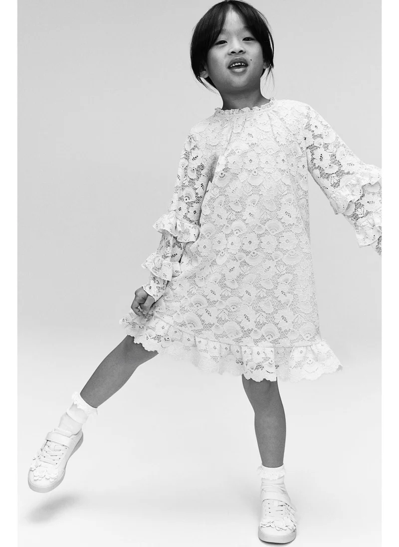 H&M Frill-trimmed lace dress