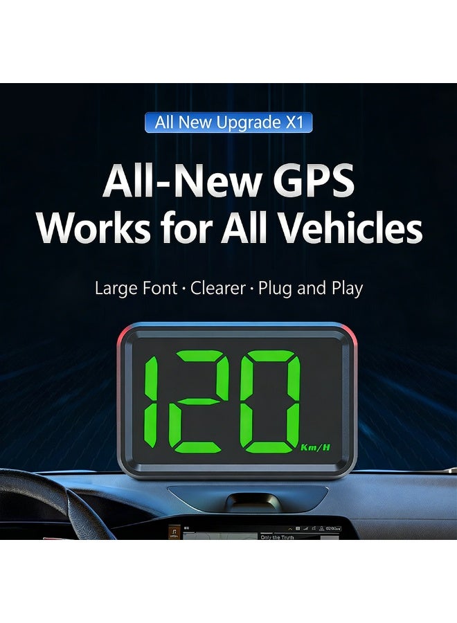 FDTY GPS Car HUD Display, Universal Speedometer for All Vehicles, Plug & Play, Big Font Green LED Display, Real-Time Speed Warning for Cars, Trucks, EVs 1.96 * 2.98 * 0.63in. - Image 4