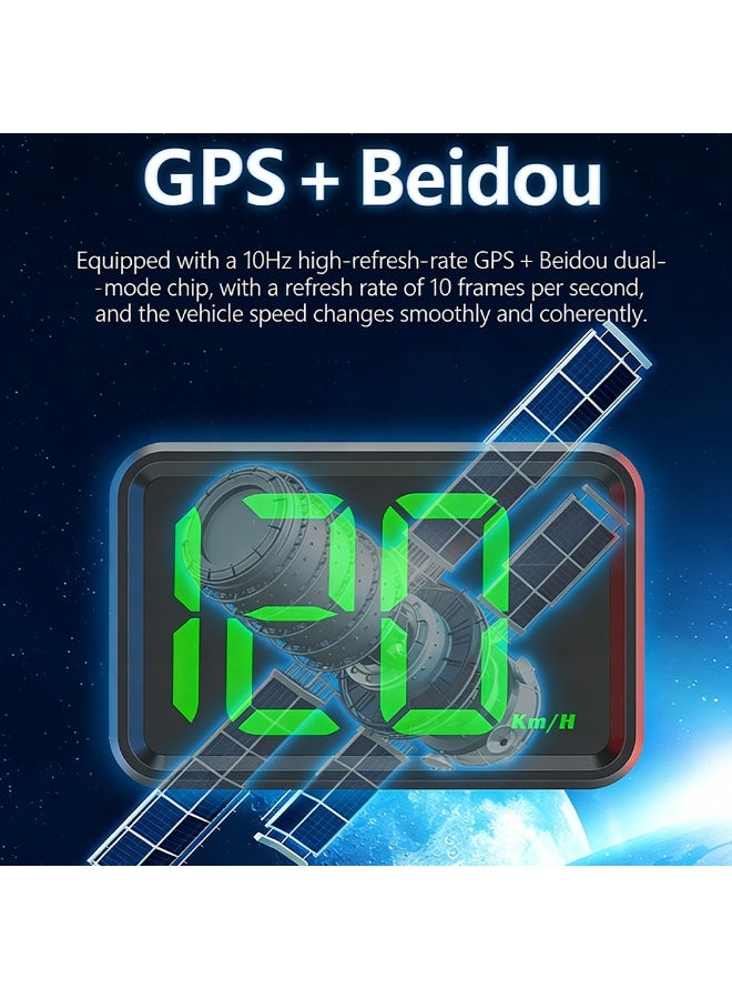FDTY GPS Car HUD Display, Universal Speedometer for All Vehicles, Plug & Play, Big Font Green LED Display, Real-Time Speed Warning for Cars, Trucks, EVs 1.96 * 2.98 * 0.63in. - Image 3