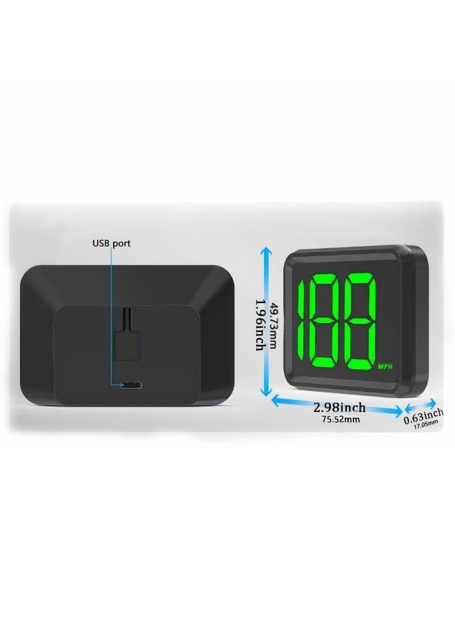 FDTY GPS Car HUD Display, Universal Speedometer for All Vehicles, Plug & Play, Big Font Green LED Display, Real-Time Speed Warning for Cars, Trucks, EVs 1.96 * 2.98 * 0.63in. - Image 2