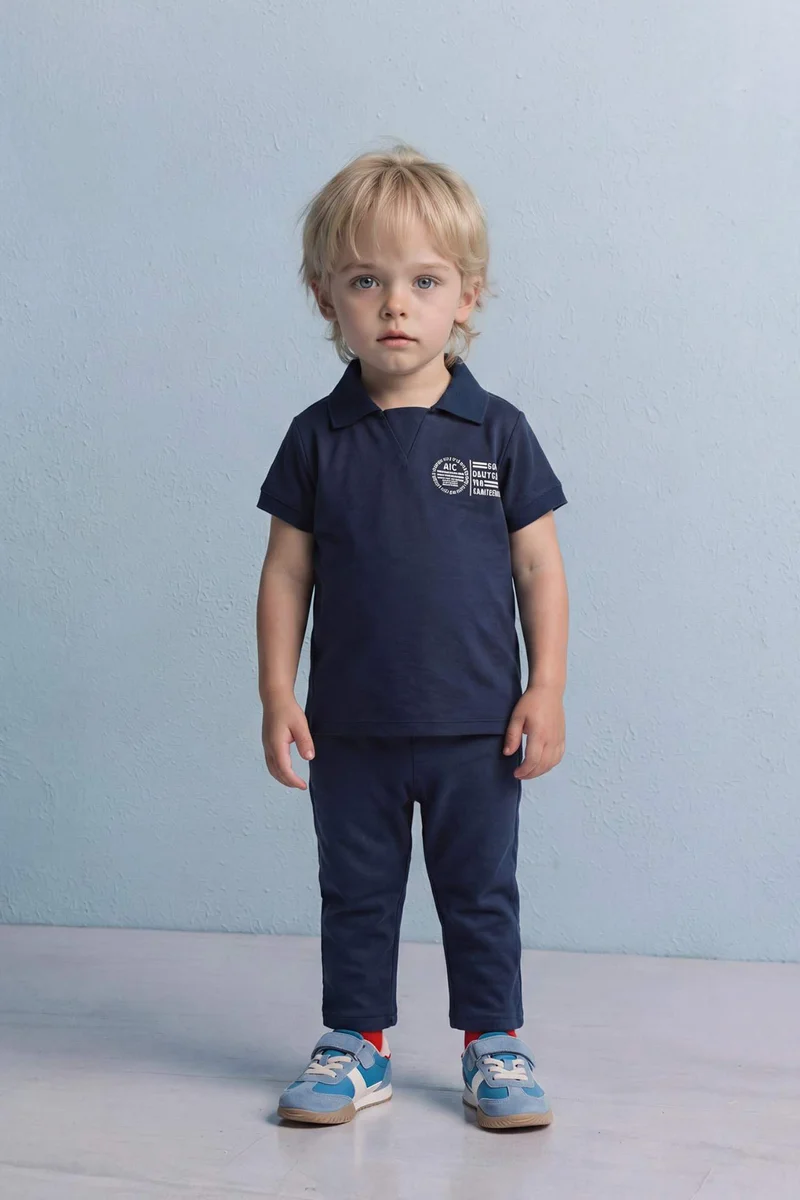 ديفاكتو Baby Boy Printed T-Shirt and Pants 2 Piece Set