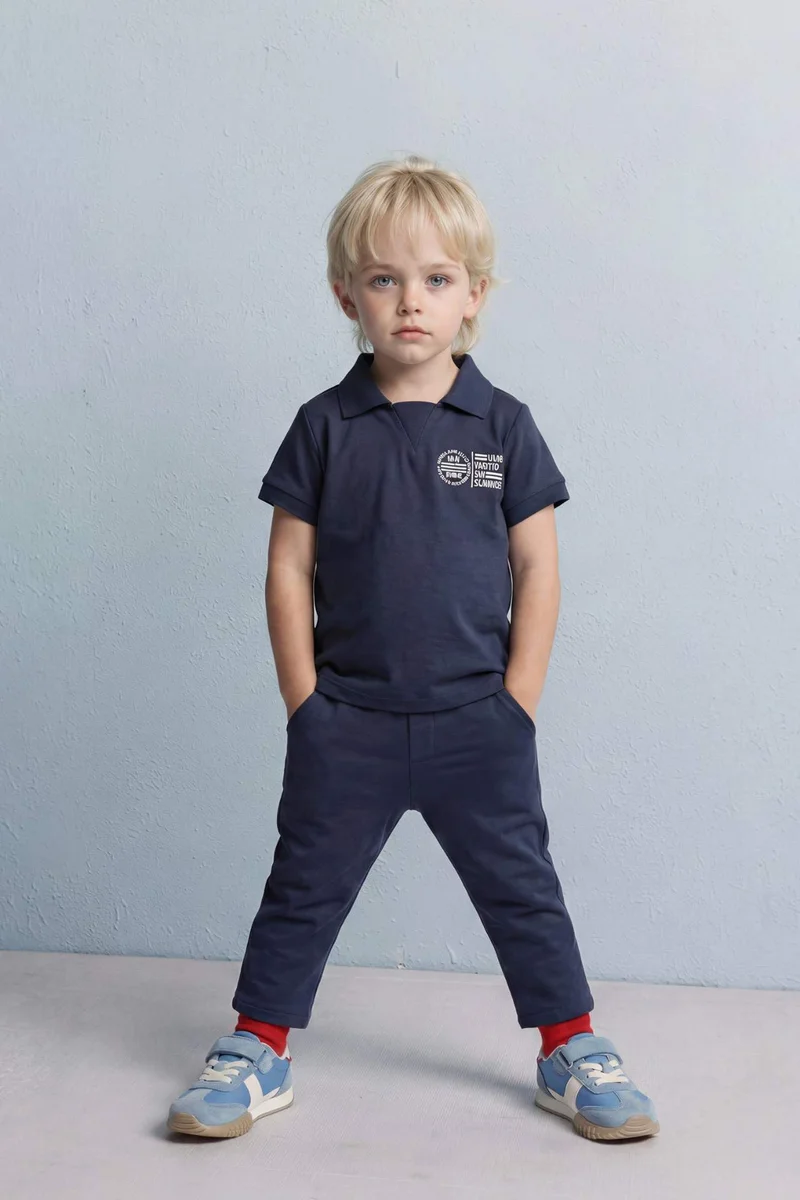 ديفاكتو Baby Boy Printed T-Shirt and Pants 2 Piece Set