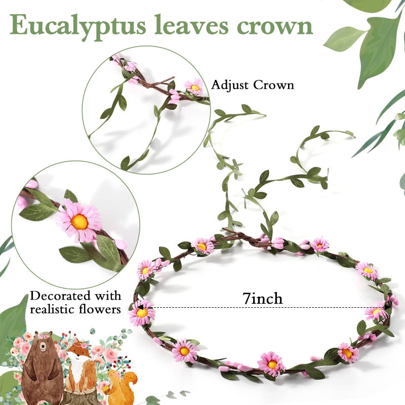 Xinnun 4 Pieces Mom to Be Sash Baby Shower Decoration Woodland Flower Themed Sash for Mommy and Dad Corsage Pin with Sage Green Leaf Flowers Crown for Baby Shower Party Favors Gender Reveal (White) - Image 5