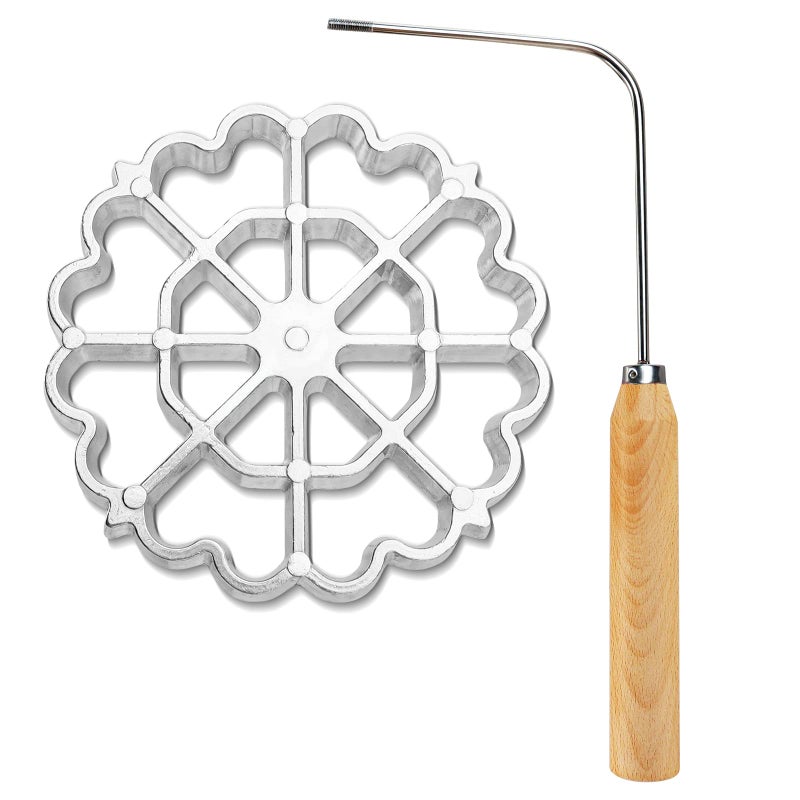 Bunuelos Mold Rosette Iron Molds Set with Wooden Handle Lotus Flower Bunuelos Cookie Maker Mold Funnel Cake Maker Cooking Stamp Maker Kit  47 Inches