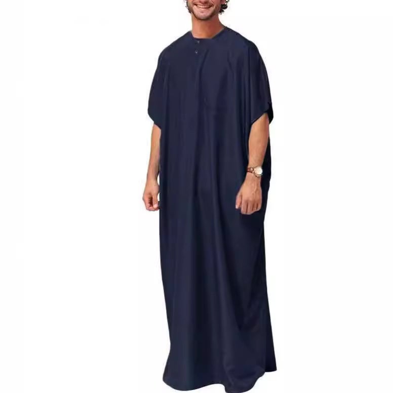 2024 New Muslim Mens Dubai Thobe Robe Shirt Green  - Image 5