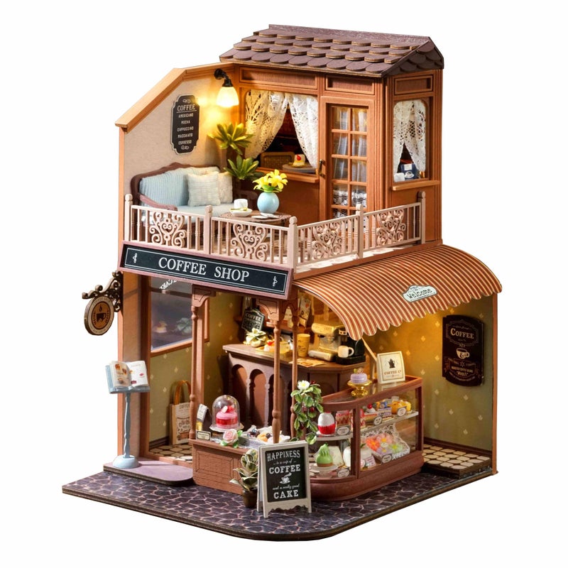 RHZN Miniature House Kit Dollhouse Kit Miniature Kit DIY Mini House Building Kit for Adult Coffee Shop - Image 3