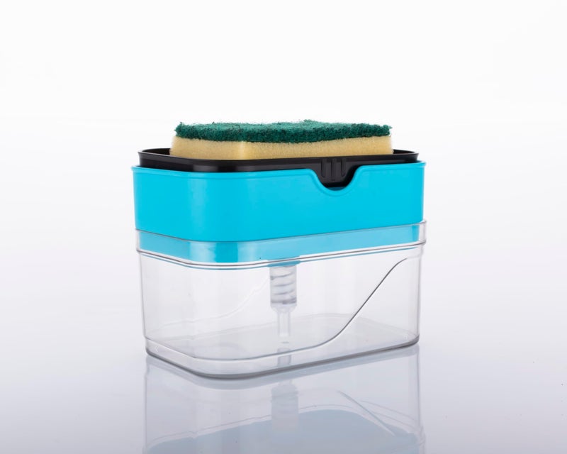 ACTIONWARE حامل صابون ACTIONWARE و حامل سائل غسيل الصحون، موزع سائل من خلال مضخة (متعدد الألوان) مع إسفنجة - Image 1