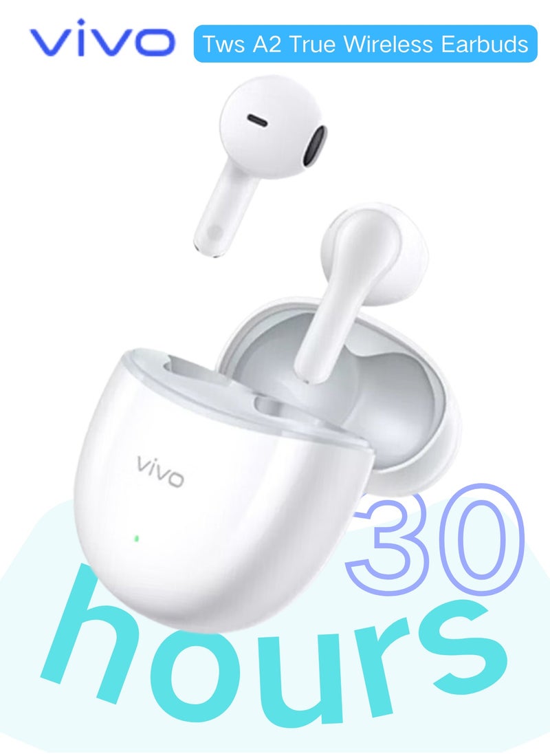 vivo - TWS A2 True Wireless Earbuds with Bluetooth 5.3, Ultra-Lightweight, Gaming-Grade Latency, Semi-In-Ear Design, High-Fidelity Sound, IP54 Water Resistance, White Color, China Special Edition - Image 1